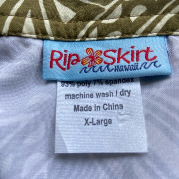 Ripskirt Hawaii Wrap Skirt XL Vintage Tribal Print Green Mini Adj Waist Swim - Picture 3 of 6